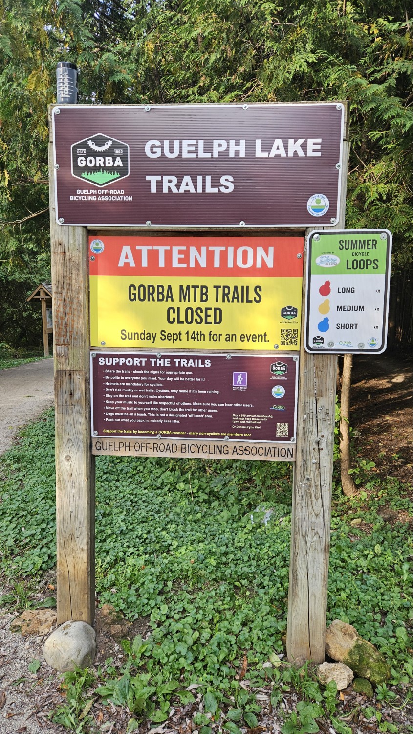 Guelph Lake Trails Closed Sunday, September 14th for an Event